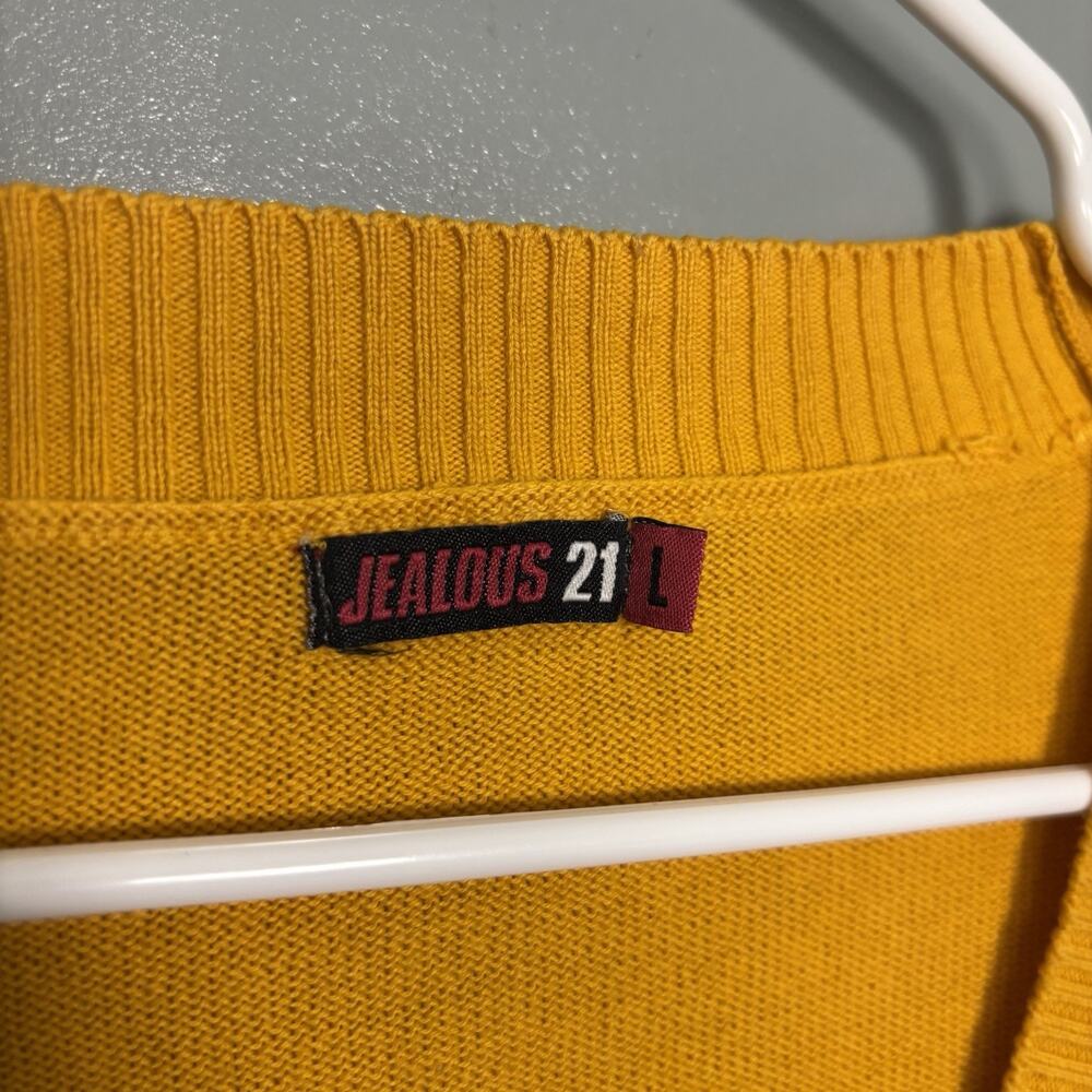 Vintage Y2K Women’s Long Sleeve Open Front Dark Yellow Sweater Large Punk Skater - Picture 2 of 8